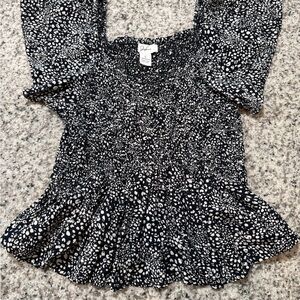 Gibson Black and White Peplum Blouse